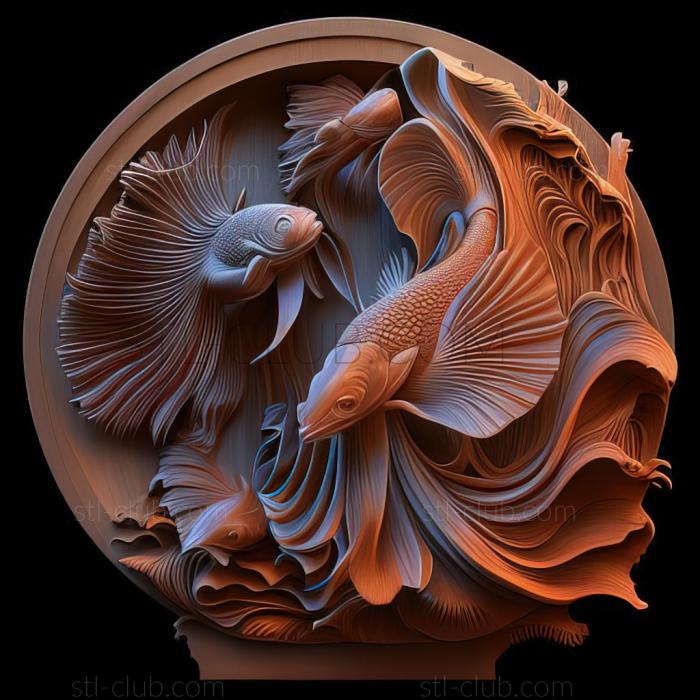 3D model st Crown   tailed fighting fish fish (STL)